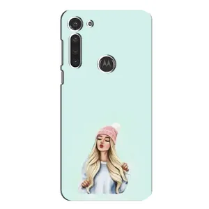 Силиконовый Чехол на Motorola MOTO G8 с картинкой Стильных Девушек (В шапке)