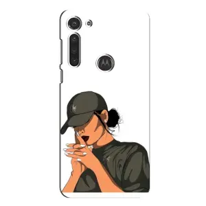 Силиконовый Чехол на Motorola MOTO G8 с картинкой Стильных Девушек (В зеленом)