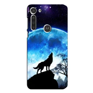 Чехол с Волком на Motorola MOTO G8 (Воет на луну)