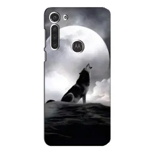 Чехол с Волком на Motorola MOTO G8 (Волк и луна)