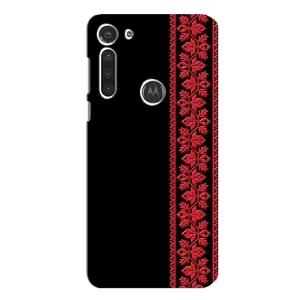 Силиконовый Чехол на Motorola MOTO G8 с картинкой Вышиванки (Вышиванка на черном)