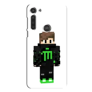 Чехлы для Motorola MOTO G8 (Персонажи Майн Крафт) (Зеленый мальчик)