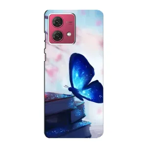 Силиконовый бампер с картинкой животных для Motorola MOTO G84 (Бабочка синяя)