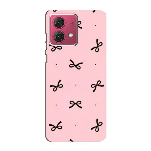 Чехол банты для Motorola MOTO G84 (Черные бантики)