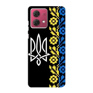 Силиконовый Чехол на Motorola MOTO G84 (Герб и вышыванка)