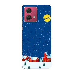 Силиконовый бампер на рождество для Motorola MOTO G84 (Город в снегу)