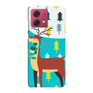Силиконовый бампер с картинкой животных для Motorola MOTO G84 (Олень с шарфом)
