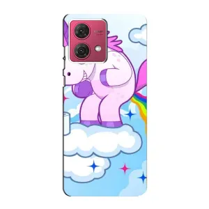 Чехол Unicorn на Motorola MOTO G84 (Радуга единорожка)