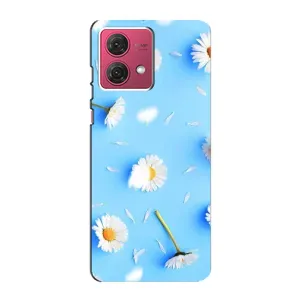Чехол с Цветами для Motorola MOTO G84 (ромашки на голубом)