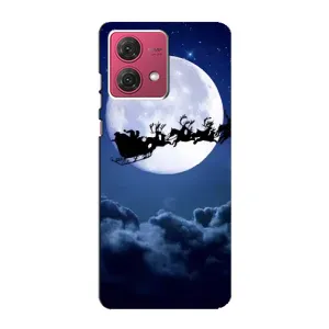 Чехол Санта Клаус для Motorola MOTO G84 (Санта - луна)