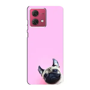 Бампер для Motorola MOTO G84 с картинкой "Песики" (Собака на розовом)