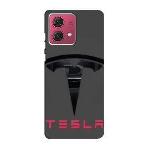 Силиконовый бампер с картинкой машины на Motorola MOTO G84 (Logo TESLA)