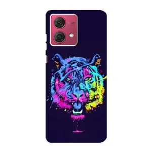 Силиконовый бампер с картинкой животных для Motorola MOTO G84 (Тигр-Арт)