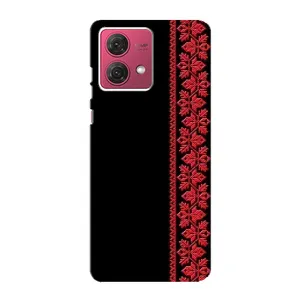 Силиконовый Чехол на Motorola MOTO G84 с картинкой Вышиванки (Вышиванка на черном)