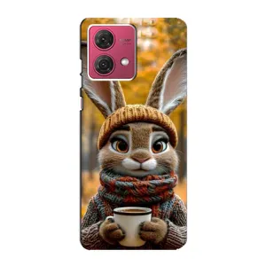 Печатный чехол «Зверята с кофе» для Motorola MOTO G84 (Зайчик с кофе)