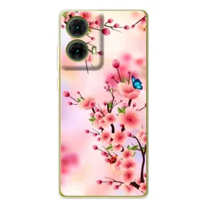 Чехол с принтом САКУРЫ на Motorola MOTO G85 (Бабочки на сакуре)