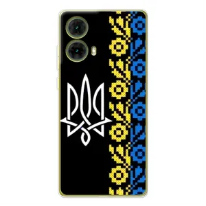 Силиконовый Чехол на Motorola MOTO G85 (Герб и вышыванка)