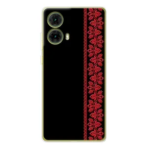 Силиконовый Чехол на Motorola MOTO G85 (Красная Вышиванка)