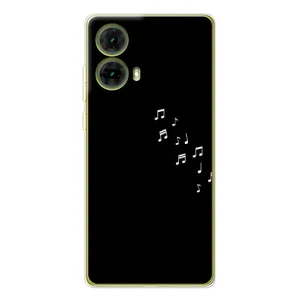 Чехол с картинками на черном фоне для Motorola MOTO G85 (Ноты)