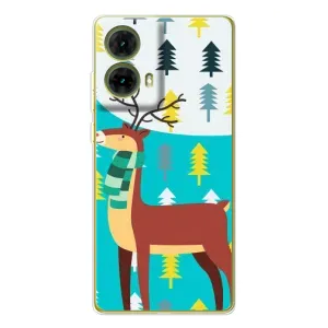 Силиконовый бампер с картинкой животных для Motorola MOTO G85 (Олень с шарфом)