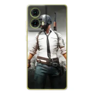 Силиконовый чехол с картинкой "Герой Pubg" на Motorola MOTO G85 (Пабг)
