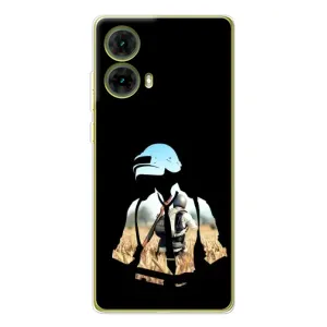 Силиконовый чехол с картинкой "Герой Pubg" на Motorola MOTO G85 (Пубг мен)