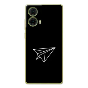Чехол с картинками на черном фоне для Motorola MOTO G85 (Самолетик)