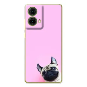 Бампер для Motorola MOTO G85 с картинкой "Песики" (Собака на розовом)