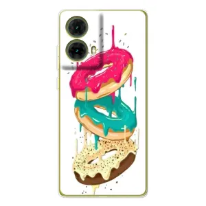 Чехол с изображением  вкусной еды для Motorola MOTO G85 (Сочные пончики)