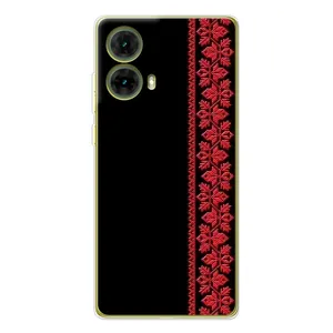 Силиконовый Чехол на Motorola MOTO G85 с картинкой Вышиванки (Вышиванка на черном)