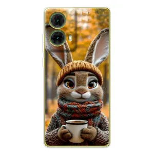 Печатный чехол «Зверята с кофе» для Motorola MOTO G85 (Зайчик с кофе)