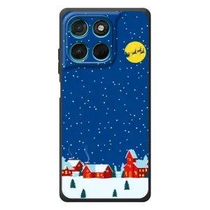 Силиконовый бампер на рождество для Motorola MOTO G86 Power (Город в снегу)