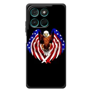 Чехол Флаг USA для Motorola MOTO G86 Power (Крылья США)