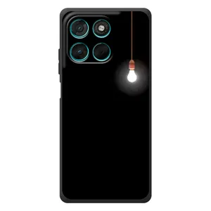 Чехол с картинками на черном фоне для Motorola MOTO G86 Power (Лампочка)