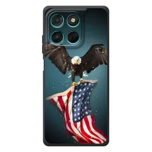 Чехол Флаг USA для Motorola MOTO G86 Power (Орел и флаг)