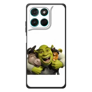 Печатный чехол с принтом Шрек для Motorola MOTO G86 Power (Шрек осел и кот)