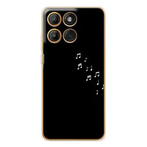 Чехол с картинками на черном фоне для Motorola MOTO G86 (Ноты)