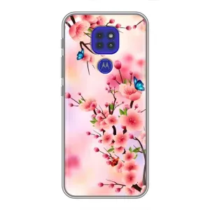 Чехол с принтом САКУРЫ на Motorola MOTO G9 Play (Бабочки на сакуре)