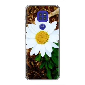 Чехол с ромашками на Motorola MOTO G9 Play (Белая ромашка)