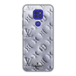 Текстурный Чехол Louis Vuitton для Моторола Мото джи 9 плей (Белый ЛВ)