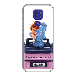 Силиконовый Чехол на Motorola MOTO G9 Play с картинкой Стильных Девушек (Девушка на машине)
