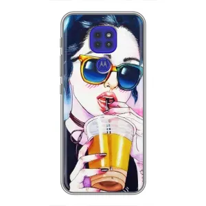 Чехол с картинкой Модные Девчонки Motorola MOTO G9 Play (Девушка с коктейлем)
