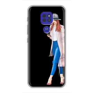 Чехол с картинкой Модные Девчонки Motorola MOTO G9 Play (Девушка со смартфоном)