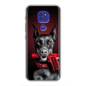 Чехол ДОБЕРМАН для Motorola MOTO G9 Play (Доберман злой)