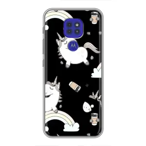Чехол Unicorn на Motorola MOTO G9 Play (Единорог с кофе)