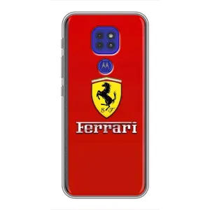 Силиконовый бампер с картинкой машины на Motorola MOTO G9 Play (Ferrari Logo)