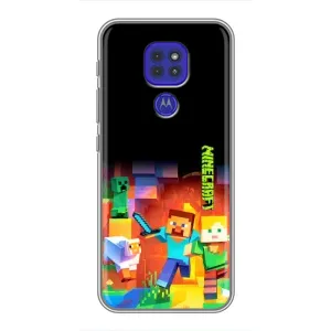Чехлы для Motorola MOTO G9 Play (Персонажи Майн Крафт) (Герой Майнкрафт)