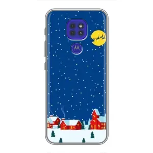 Силиконовый бампер на рождество для Motorola MOTO G9 Play (Город в снегу)