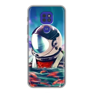 Силиконовый Чехол с принтом "Космонавты" на Motorola MOTO G9 Play (Космонавт в воде)