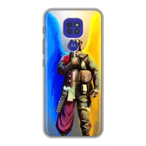Чехол с картинкой (Патриотический КОЗАК) на Motorola MOTO G9 Play (Козак с крыльями)